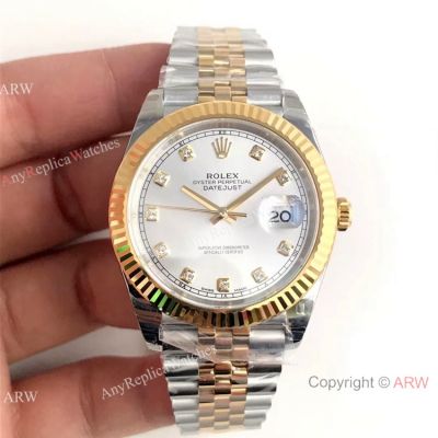 (EW) Swiss Grade 1 Rolex Datejust II 3235 Watch 2 Tone Silver Dial